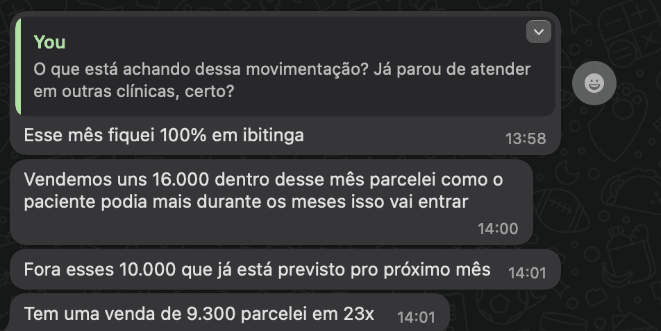 Comprovação de faturamento de clínica odontológica em Set/2024: R$ 16.000